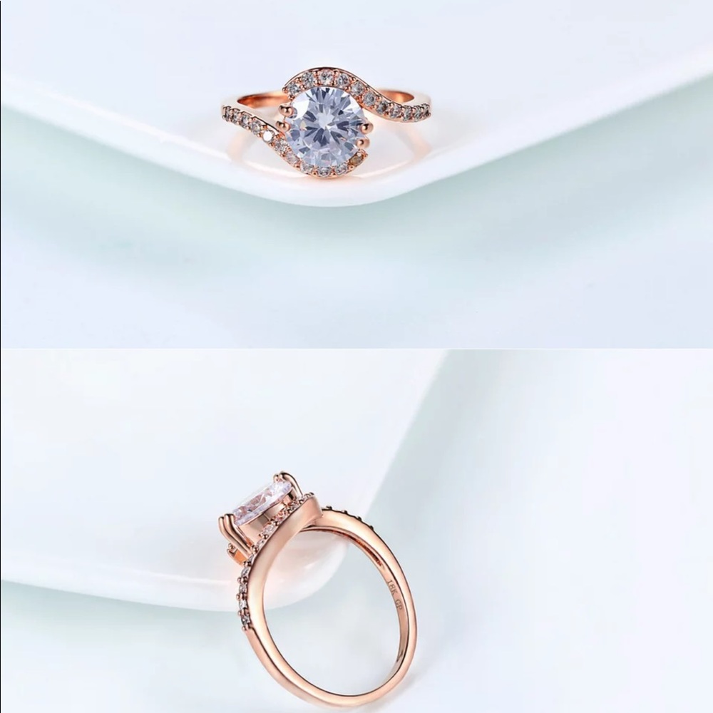 New Design Rose Gold Big Zircon Crystal Stone ring - Picture 5 of 5